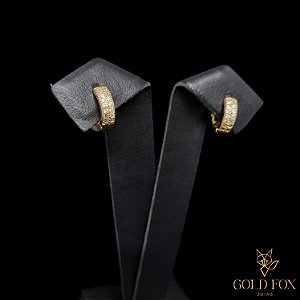 BRINCO ARGOLA CRAVEJADA 2 FILEIRAS M - BANHADO A OURO 18K
