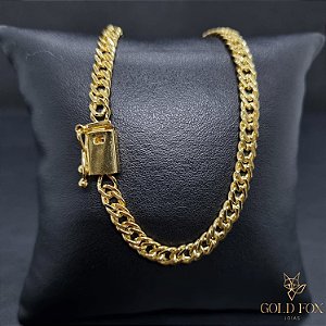 PULSEIRA GRUMET DUPLA 4,3 MM FECHO GAVETA LATERAL (TAM. 20 CM) - BANHADO A OURO 18K