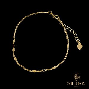 PULSEIRA TRIO CHAPINHA CORAÇÃO (AJUSTÁVEL) - BANHADO A OURO 18K