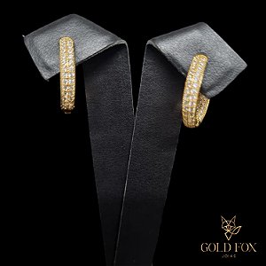 BRINCO ARGOLA CRAVEJADA DUPLA FILEIRA EXTERNA/INTERNA G - BANHADO A OURO 18K