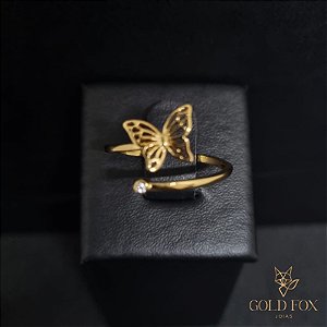 ANEL BUTTERFLY (AJUSTÁVEL) - BANHADO A OURO 18K