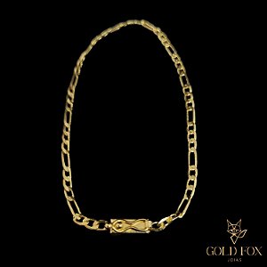 PULSEIRA 3X1 3 MM FECHO GAVETA (TAM. 21 CM) - BANHADO A OURO 18K