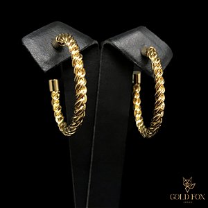 BRINCO ARGOLA FIO ESPESSO TORCIDO G - BANHADO A OURO 18K