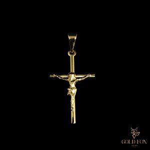 PINGENTE CRUZ AGULHA COM CRISTO - BANHADO A OURO 18K