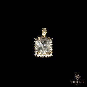 PINGENTE VINTAGE CRAVEJADO PEDRA CRISTAL - BANHADO A OURO 18K