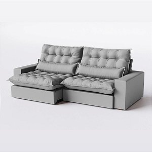 Sofá Retrátil e Reclinável 2,90m Com 4 Lugares Estrutura de Madeira Maciça Suede Névoa Cinza Claro - Volt - Home Mobily