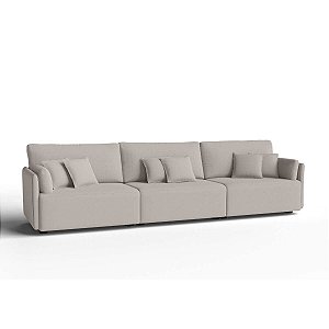Sofá Living Modulado 3,25m em Veludo Off White Barcelona - Home Mobily