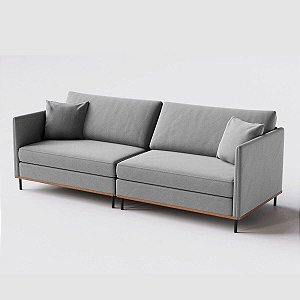 Sofá Living Modular 1,85m em Linho Cinza Claro Roma - Home Mobily