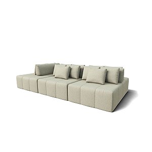Sofá Ilha Modulado 3,60m em Linho Off White - Santorini - Home Mobily