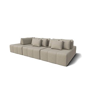 Sofá Ilha Modulado 3,30m em Linho Sertão Bege - Santorini - Home Mobily