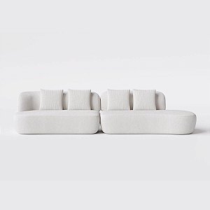 Sofá Living Modulado 3,10m em Boucle essência Off White  - Van Gogh - Home Mobily