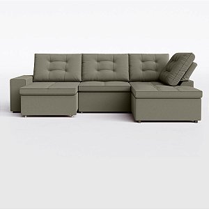 Sofá Retrátil e Reclinável com Chaise 2,90m em Suede Real Castor - Detroit - Home Mobily
