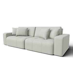 Sofá Cama Estocolmo Sem Caixa 2,36m em Veludo Off White