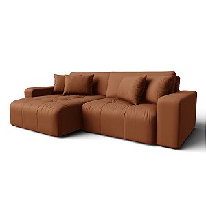 Sofá Cama Estocolmo Sem Caixa 2,56m em Veludo Bronze