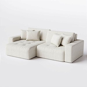 Sofá Cama Estocolmo Sem Caixa 2,56m em Linho Off White Giz