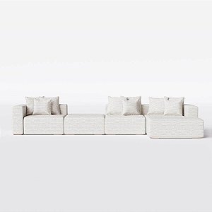 Sofá Paris 4,36m Com Chaise em Linho Nublado Off White - Home Mobily