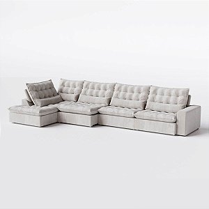 Sofá Volt com Chaise 5,00m em Bouclé Nuvem Bege - Home Mobily