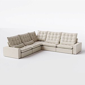 Sofá Volt de Canto 3,57m x 3,57m em Suede Veludo Off White - Home Mobily