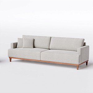 Sofá Living Fixo Doha 2,30m em Linho Cinza Névoa