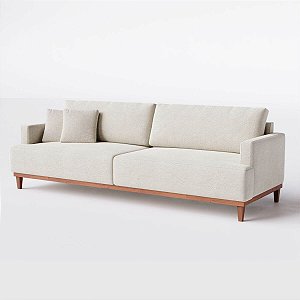 Sofá Living Fixo Doha 2,00m em Linho Bege Claro