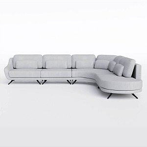 Sofá de Canto Moscou 3,81m x 3,23m em Boucle Alaska Natural - Home Mobily