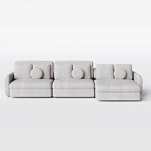 Sofá Denver Retrátil e Reclinável 3,04m em Boucle Alaska Natural - Home Mobily