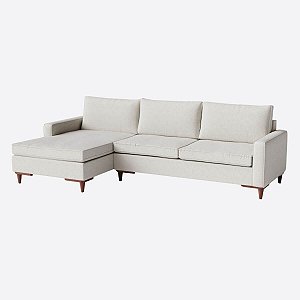 Sofá Viena com Chaise 2,40m em Linho Bege Claro - Home Mobily