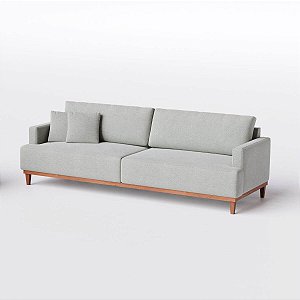 Sofá Living Fixo Doha 2,00m em Linho Cinza Claro