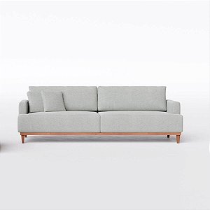 Sofá Living Doha 2,28m em Linho Vida Cinza Claro - Home Mobily