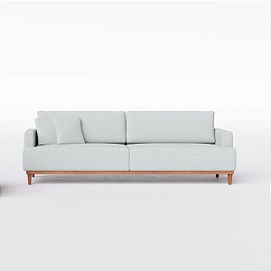 Sofá Living Doha 2,68m em Bouclé Saturno Cinza Claro - Home Mobily