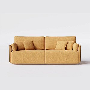 Sofá Living Barcelona 2,40m em Bouclé Sol Mostarda - Home Mobily