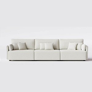 Sofá Living Barcelona 3,55m em Linho Nuvem Off White - Home Mobily