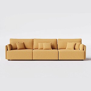 Sofá Living Barcelona 3,25m em Bouclé Sol Mostarda - Home Mobily