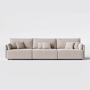 Sofá Living Barcelona 3,25m em Linho Aston Cinza Amarronzado - Home Mobily