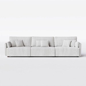 Sofá Living Barcelona 2,65m em Bouclé Aurora Branco Cru - Home Mobily