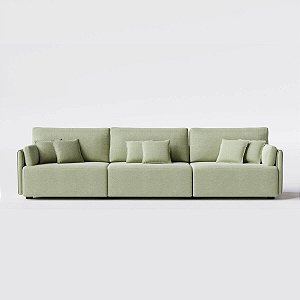 Sofá Living Barcelona 3,55m em Linho Columbia Premium Verde Militar - Home Mobily
