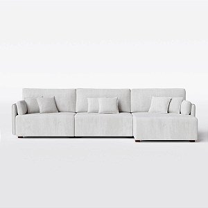 Sofá Living com Chaise Barcelona 2,65m em Bouclé Aurora Branco Cru- Home Mobily