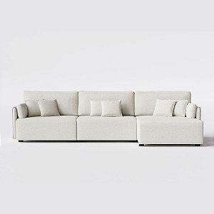 Sofá Living com Chaise Barcelona 3,25m em Linho Nuvem Off White - Home Mobily