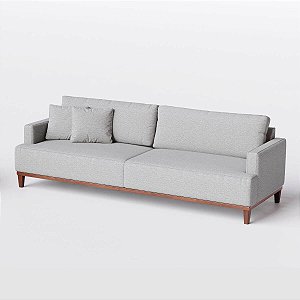 Sofá Living Fixo Doha 1,80m em Linho Cinza Seixo