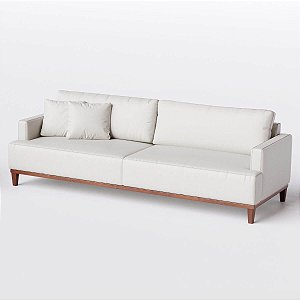 Sofá Living Fixo Doha 2,50m em Couro Off White