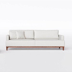 Sofá Living Doha 2,48m em Couro Off White - Home Mobily