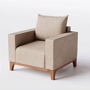 Poltrona Singapura em Chenille Bege - Home Mobily
