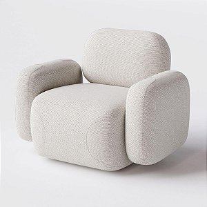 Poltrona Giratória Cairo em Linho Nublado Off White - Home Mobily