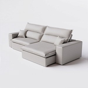 Sofá Atlanta Retrátil e Reclinável 2,30m em Chenille Bege - Home Mobily