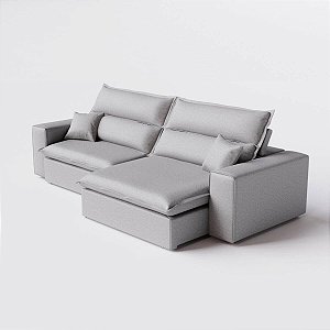 Sofá Atlanta Retrátil e Reclinável 2,10m em Chenille Paz Cinza Claro - Home Mobily