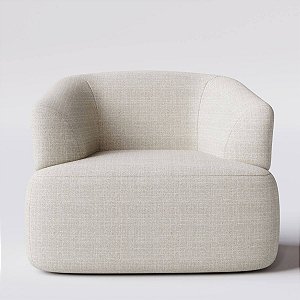 Poltrona Geórgia Giratória em Linho Carter Off White - Home Mobily