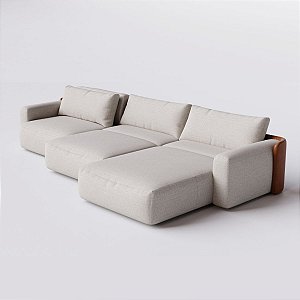 Sofá Ibiza Retrátil com Chaise 2,84m em Linho Algodão Lapidado - Home Mobily