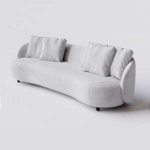 Sofá Living Mônaco 2,80m em Bouclé Aurora Branco Cru - Home Mobily
