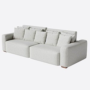 Sofá Montevidéu Retrátil e Reclinável Modular 2,90m em Bouclé Saturno Cinza Claro - Home Mobily