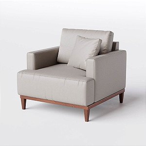 Poltrona Doha em Couro Bege - Home Mobily